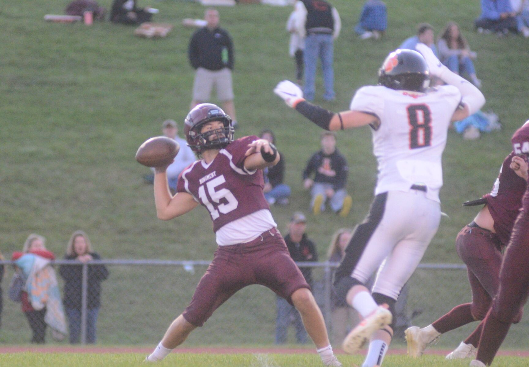 Hunter DeGrenier fires the ball down field before rush arrives